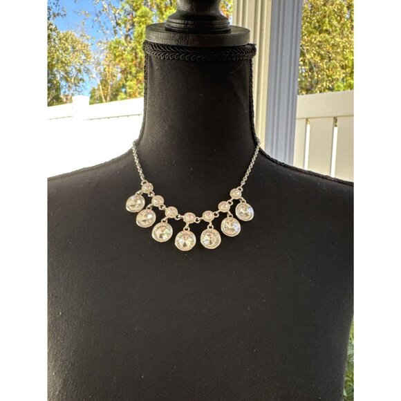 APT 9 Silver Tone Short CZ Statement Necklace Earring Set 2 PC Party Prom NEW - Picture 3 of 16